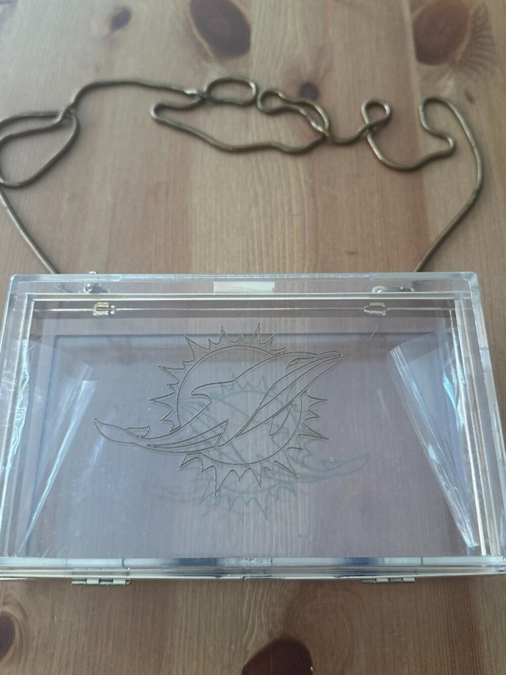 Miami Dolphins Clear Purse Acrylic Box Crossbody Purse‎ Gameday Bag